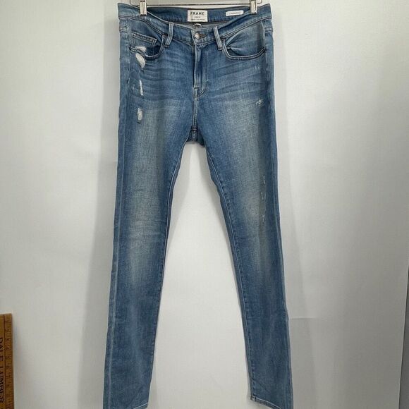 Frame Barkley Cotton Stretch L’ Homme Skinny Distressed Denim Jeans Size 32 - Picture 1 of 9